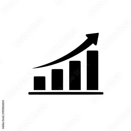 Business Growth Bar Chart Icon Vector Financial Analytics Symbol