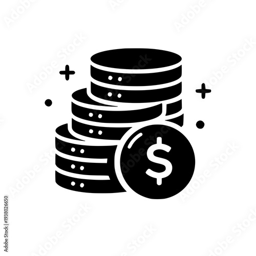 Money Coins Stack Icon Vector Savings Investment Finance Symbol