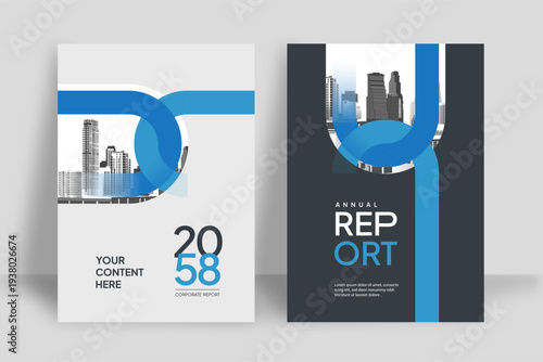 Business Report Cover Template – Blue Geometric Layout (A4)