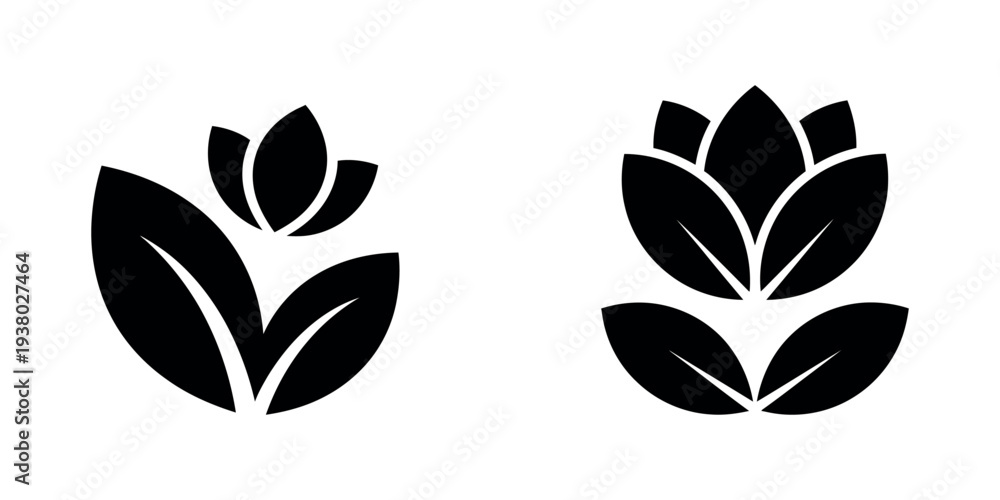 Fototapeta premium Silhouette of two stylized plants or flowers side by side