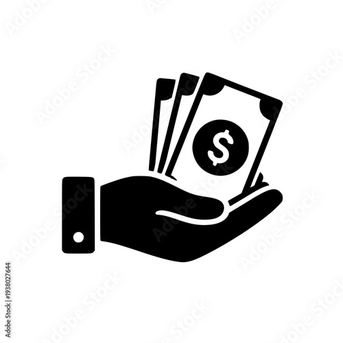 Hand Holding Money Cash Icon Vector Financial Support Payment Symbol