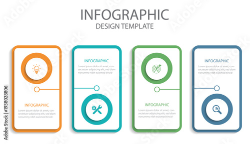 Infographics design template, business concept with 4 steps or options.  Can be used for process diagram, workflow layout, banner, flow chart, info graph
