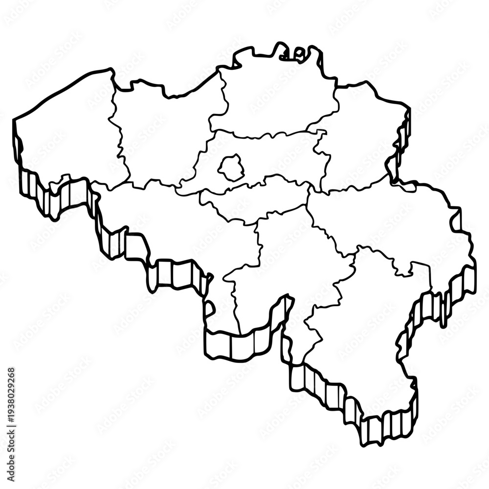 Obraz premium Belgium map illustration hand drawn outline vector