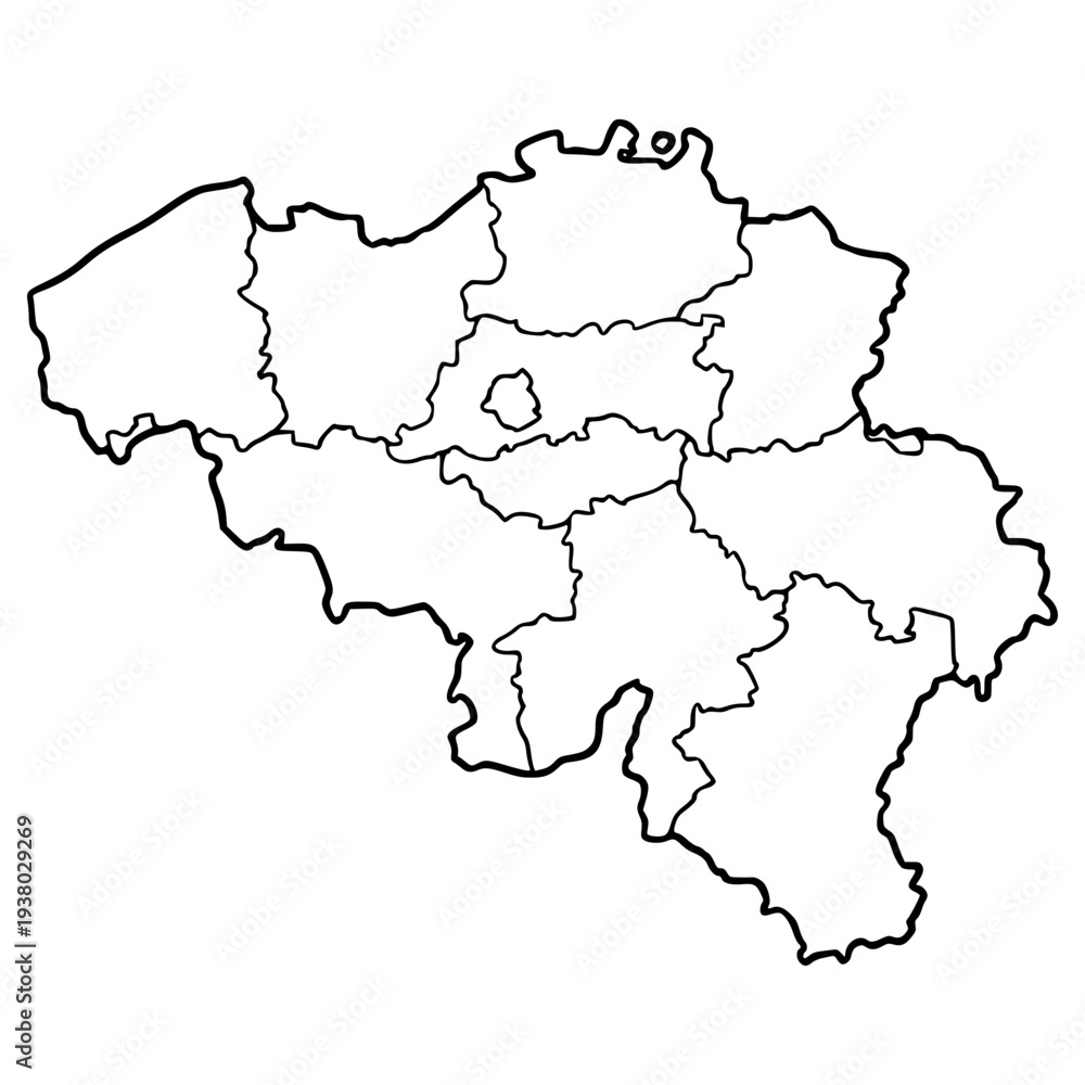 Fototapeta premium Belgium map illustration hand drawn outline vector