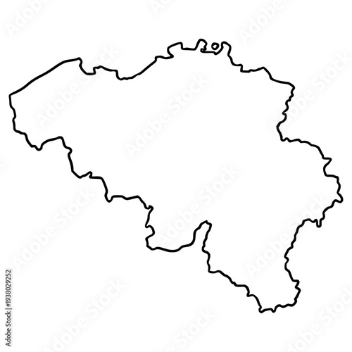 Belgium map illustration hand drawn outline vector