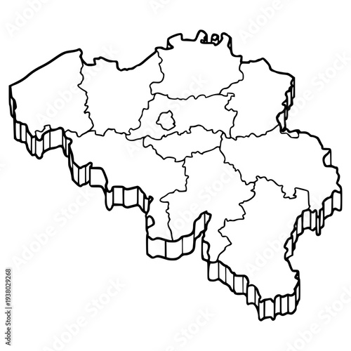 Belgium map illustration hand drawn outline vector
