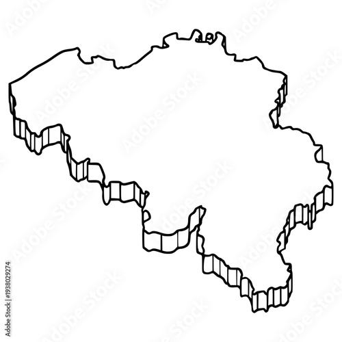 Belgium map illustration hand drawn outline vector