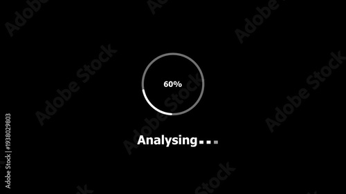 Abstract loading icon of the Analyzing process with running percents on the white screen. Analyzing Circular Progress Bar completed Motion Graphic animation 4k background animation