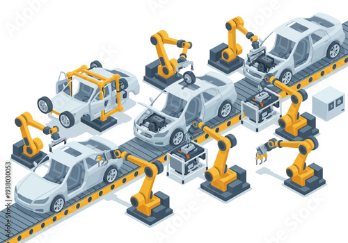 Automotive assembly line with robots