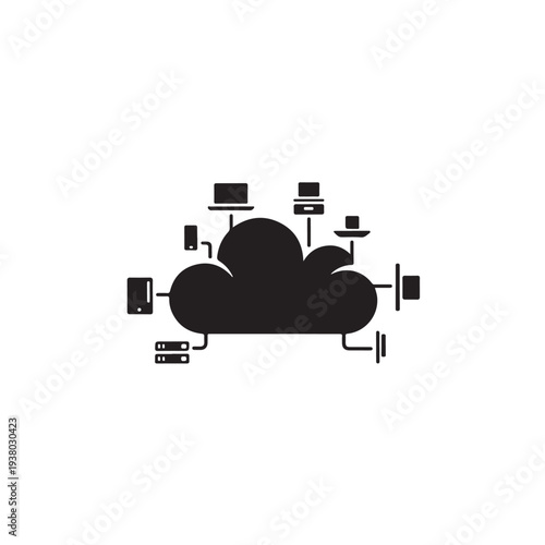 Online Cloud Storage and Digital Network System Illustration