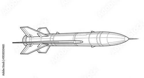 Missile Illustration Side View Diagram.
