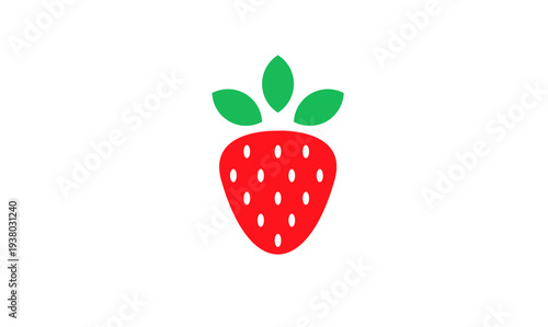 Minimalist Red Strawberry Vector Icon