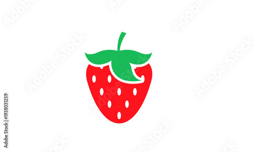 Simple Red Strawberry Fruit Vector Icon Illustration Isolated on White Background