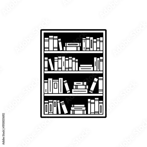 Black Bookshelf Icon vector illustration