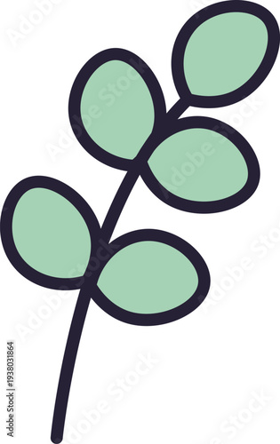 Leaf Branch Outline Retro