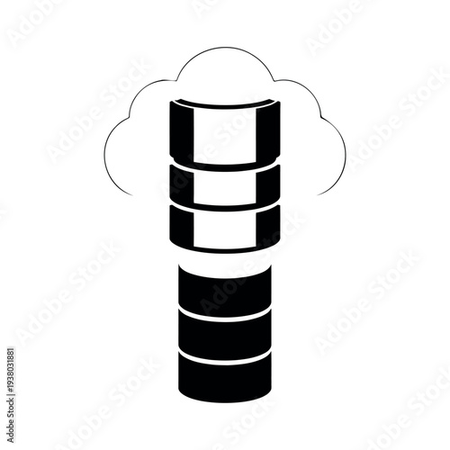 Silhouette of a cylindrical object with horizontal lines and smoke