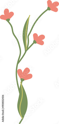 Flower Stem With Buds Hand Drawn