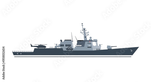 Modern Naval Warship at Sea.