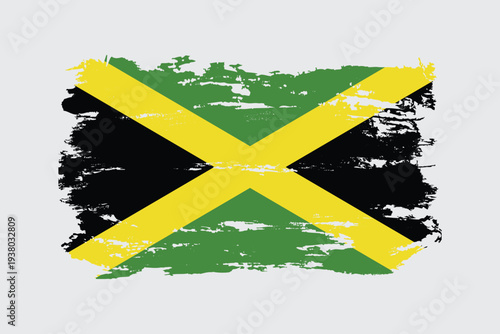 Jamaica flag painted with a brushstroke. Abstract concept. National flag in grunge style.