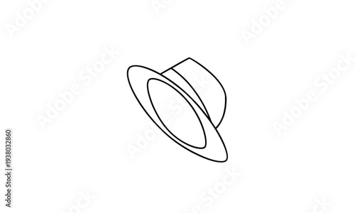Minimalist Line Art Illustration of a Classic Fedora Hat