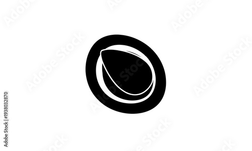Abstract Black and White Circular Logo with Curved Lines - Modern Minimalist Symbol Design