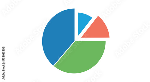 Colorful Pie Chart Segments Isolated White.