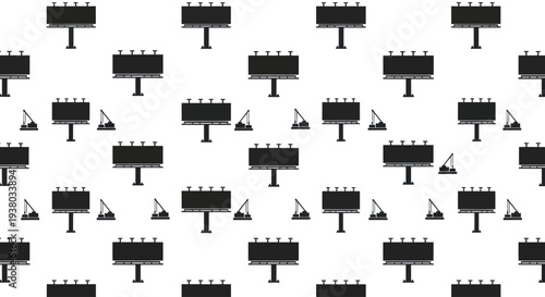 Billboard Advertisements Pattern on White Background.
