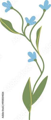 Wildflower Stem Curved Hand Drawn