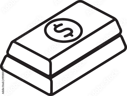 Stack of Gold Bars with Dollar Sign Financial Wealth Icon