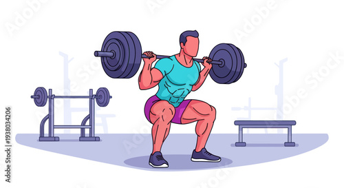 Man Lifting Weights in Gym Setting.