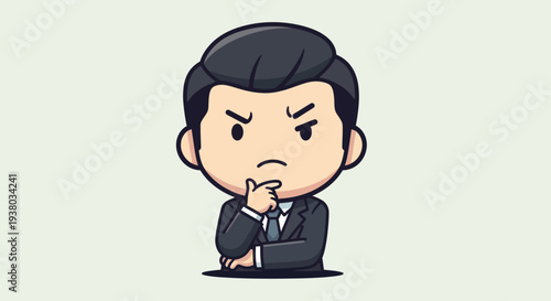 Cartoon Man in Suit Looking Unimpressed.