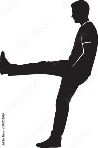 Relaxed Figure Leaning Against Wall Side Profile Silhouettes