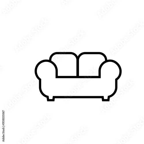 Simple Sofa or Couch Line Art Icon Illustration