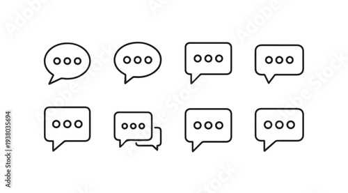 Speech Bubbles Icons Set with Ellipsis Dots Communication Symbols