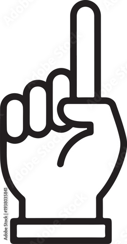 Hand with Index Finger Pointing Upwards, Idea and Direction Concept Line Art