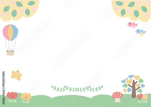 小学校入学式の祝電用フレーム素材 パステルカラーのメッセージカード（文字なし・枠のみ）