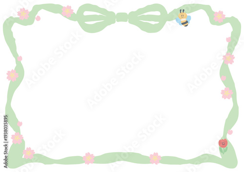 小学校入学式の祝電用フレーム素材 パステルカラーのメッセージカード（文字なし・枠のみ）