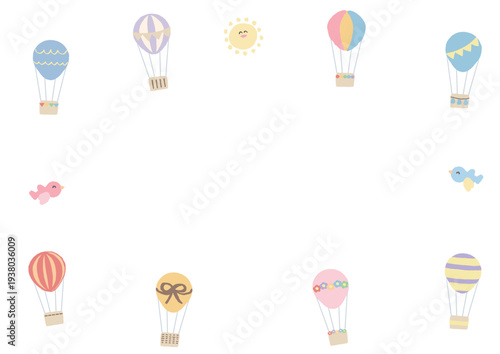 小学校入学式の祝電用フレーム素材 パステルカラーのメッセージカード（文字なし・枠のみ）