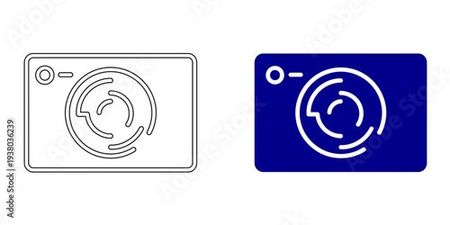 Digital Data Storage Card Icon Representing Secure Memory Disk Technology and Creative Information Hardware Symbol in Minimal Navy Blue and Outline Style