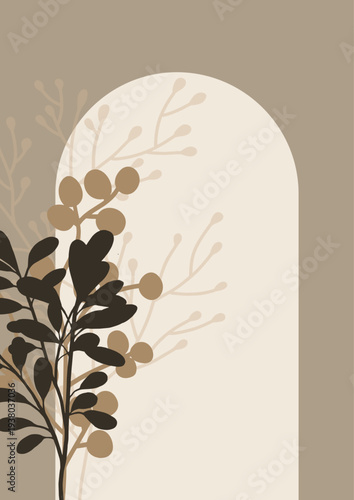 Minimal Scandi style floral wall art design background 