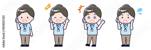 スマートフォンを使う「介護士」の女性