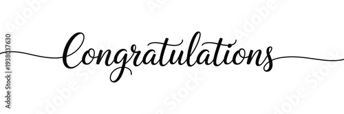Congratulations Elegant Handwritten Script Typography with Minimal Line Decoration Isolated on White Background for Greeting Card, Celebration Banner, Invitation, Poster and Design