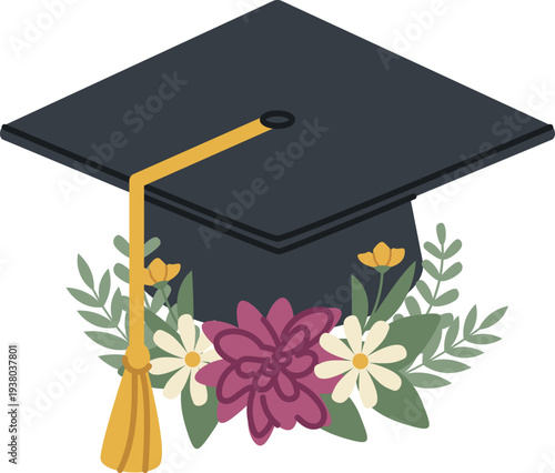 Mortarboard With Floral Bouquet