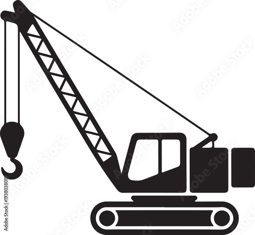 Crawler crane or tractor glyph icon