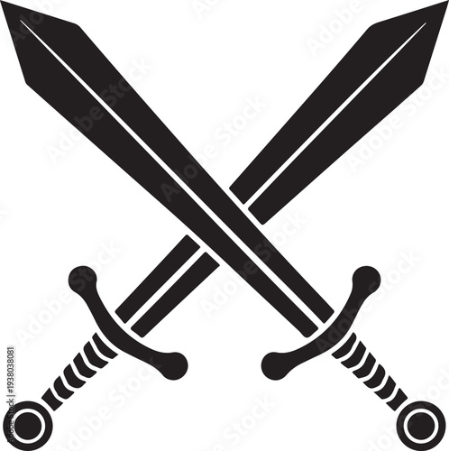 Crossed fencing weapons