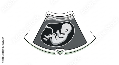 Baby fetus in womb ultrasound scan with heartbeat