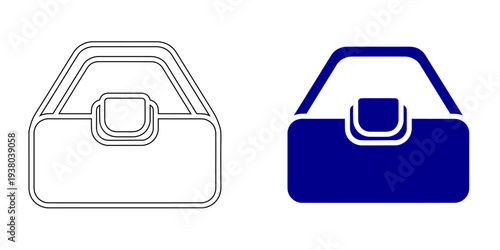 Professional Briefcase Icon Representing Business Portfolio Office Management Corporate Work Accessory and Creative Career Equipment Symbol in Minimal Navy Blue and Outline Style