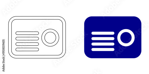 Vintage Radio Icon Representing Classic Broadcasting Audio Entertainment News Media Communication and Retro Electronic Receiver Symbol in Minimal Navy Blue and Outline Style