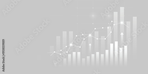 finance and investment stock market chart pattern uptrend line graph black and white background