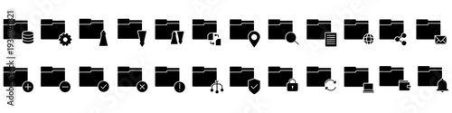 Folder vector icon set. Database Illustration sign collection. File storage symbol. jacket logo. Design for web and app.